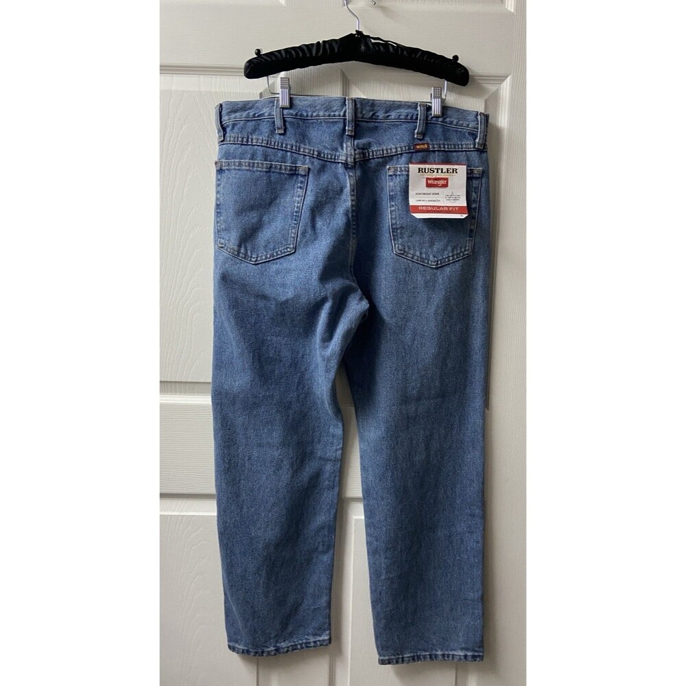Wrangler Rustler Heavweight Jeans Mens Straight Leg 38x29 all Cotton Denim NWT